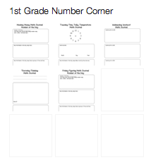 Number Corner Journal Templates