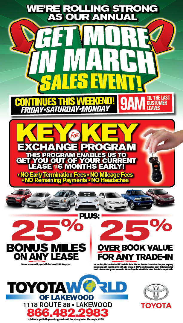 Toyota World of Lakewood Get More in March! Sales Event!