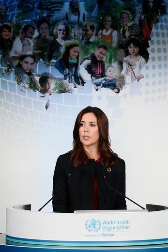 Crown Princess Mary wore Dolce and Gabbana red scoop neck wool crepe dresss and Gianvito Rossi Pumps, Prada bag