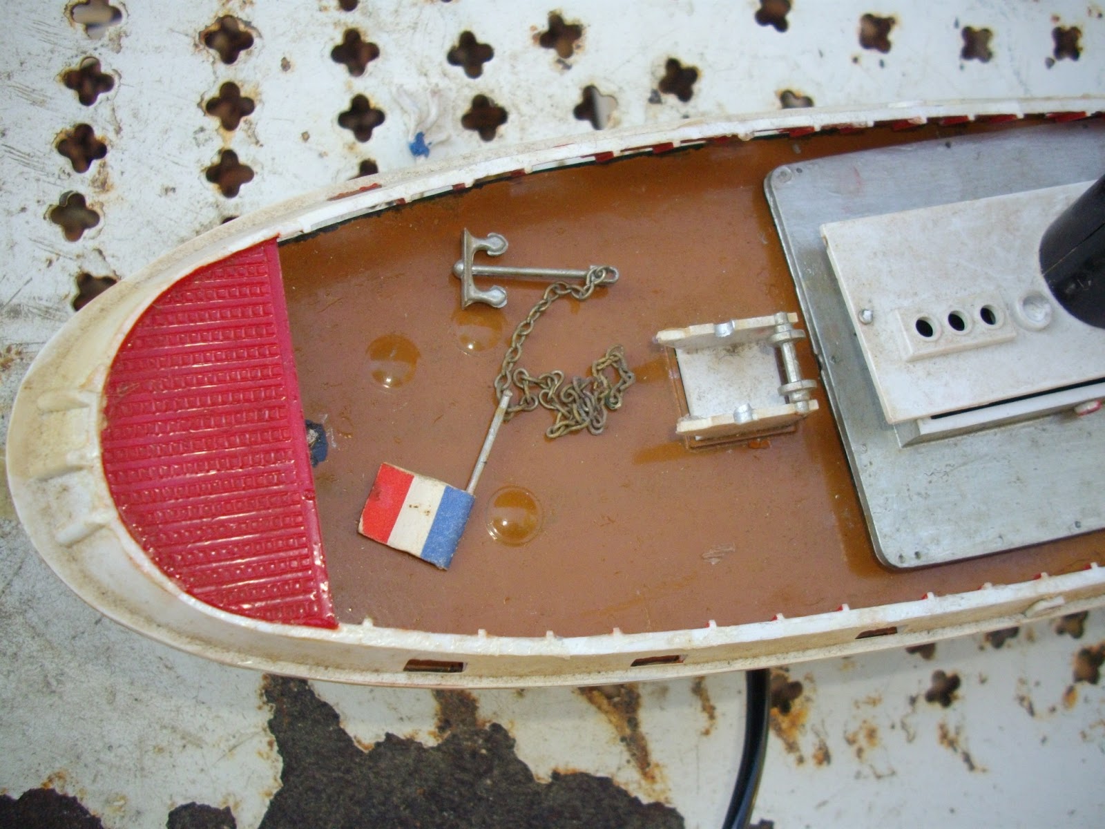 Ancien bateau canot de bassin Hornby meccano pegase old boat toy