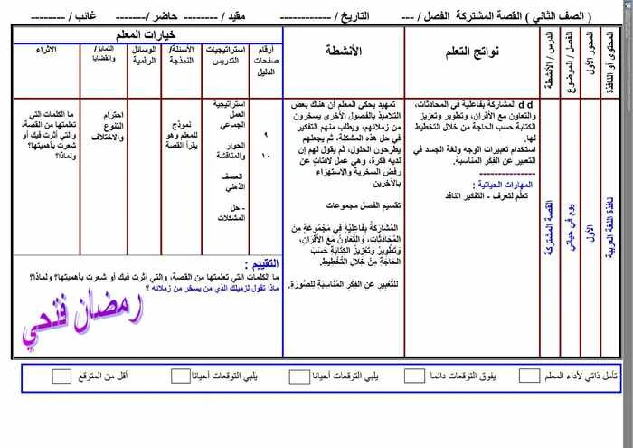 تحضير لغة عربية تانيه ابتدائى ترم أول 2020 - موقع مدرستى