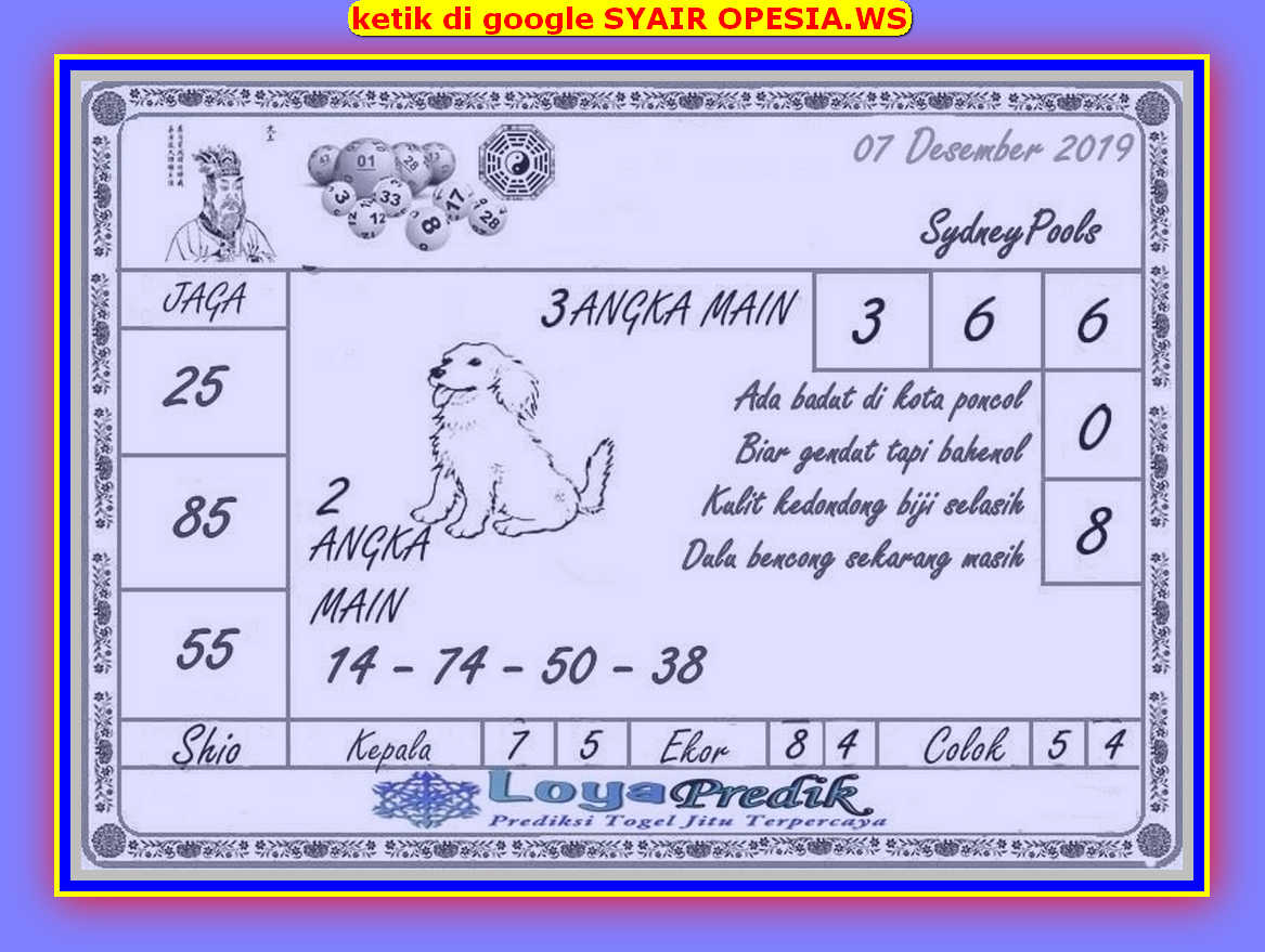 1 New Message Kode Syair Sydney 7 Desember 2019 Forum Syair Togel Hongkong Singapura Sydney