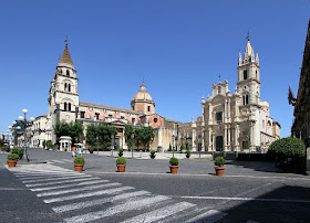 The elegant Piazza Duomo in the centre of the Sicilian town of Acireale, north of Catania
