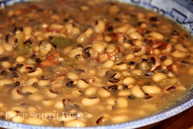 Black-eyed peas, cooked down with the Trinity, some bacon, jalapeno, a ham bone or ham hock and a few seasonings, makes for a traditional southern meal.