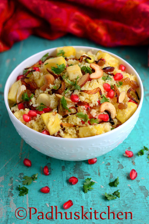 Couscous with Fruits and Nuts-Easy Fruity Couscous Recipe | Padhuskitchen