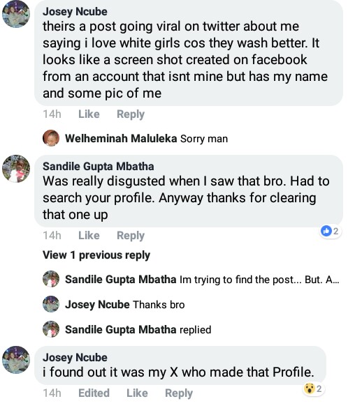 South African man who made distasteful post about black women claims his jealous ex-girlfriend did it