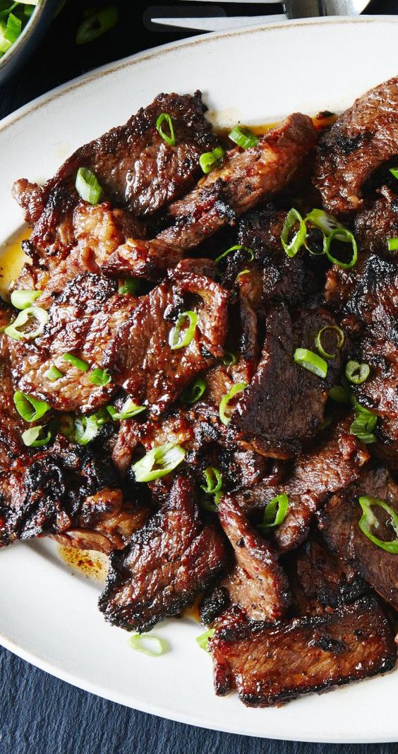 For this basic bulgogi recipe, cutting the meat into very thin strips allows it to absorb the hot-sweet-salty marinade in minutes, not hours.