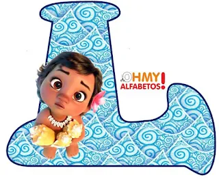 Alfabeto de Moana Bebé sobre el Agua. Moana Baby Alphabet.