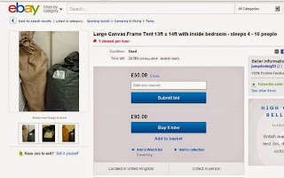ebay advert for a tent