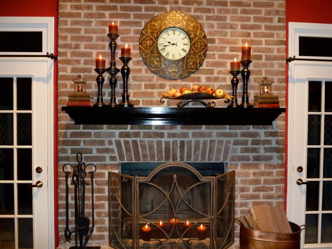 Traditional Fireplace Mantel Decorating Ideas With Brick Accent And Some Classic Candles On The