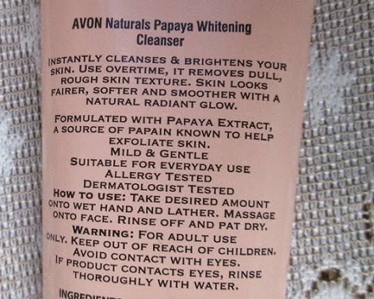 Avon Naturals papaya whitening cleanser review