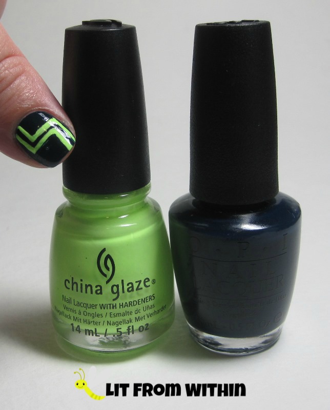 Bottle shot:  China Glaze Grass is Lime Greener, and OPI Incognito In Sausalito. 