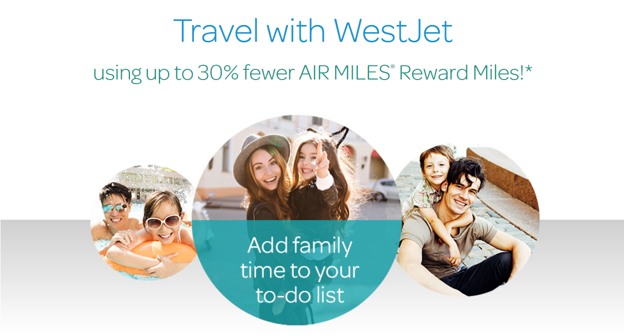 Save up to 30 Air Miles when travel with WestJet