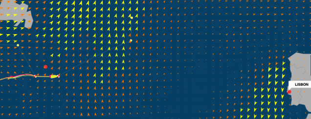 Volvo Ocean Race, Leg 7 - Newport to Lisbon - Positions at: 21 May 18:43 UTC graphic
