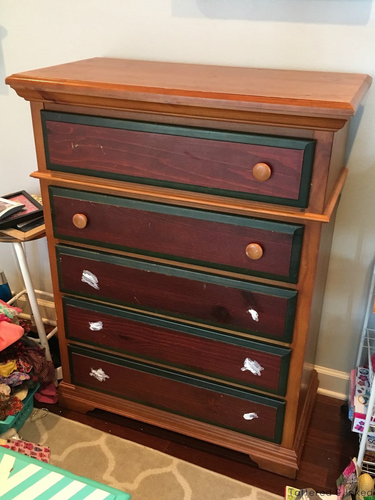Stacks And Flats And All The Pretty Things Ombre Coral Dresser Makeover