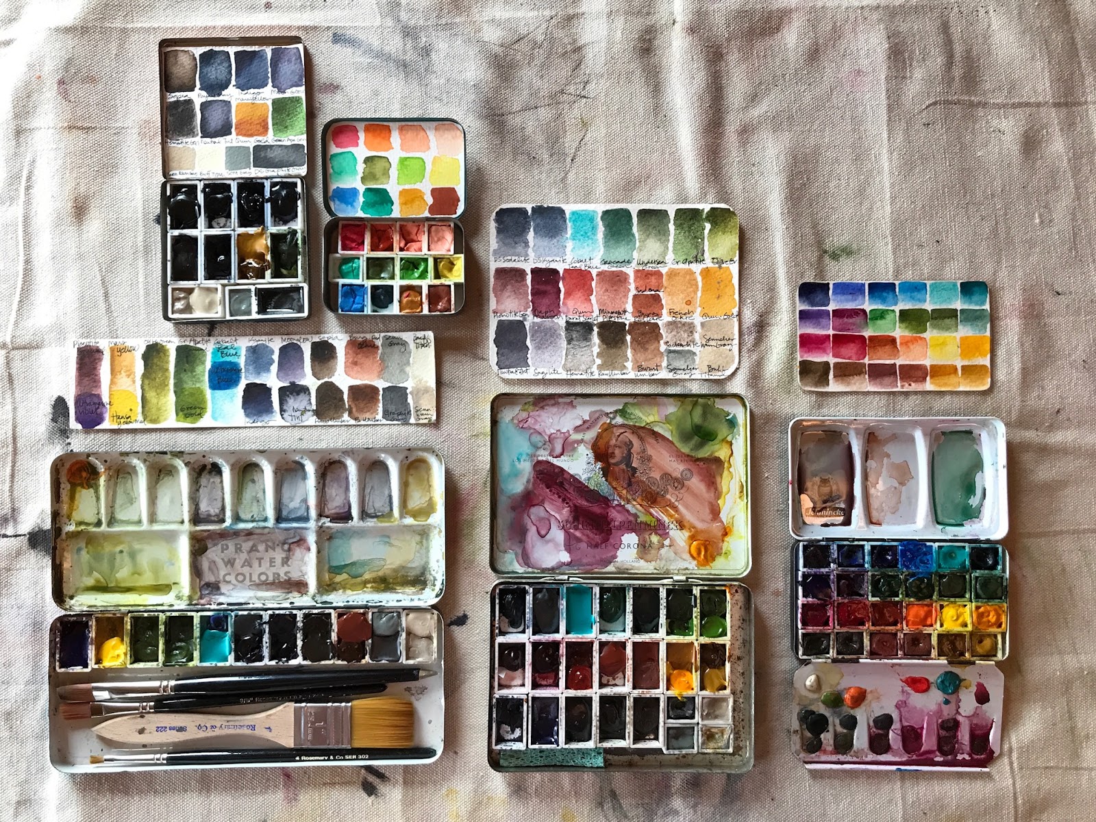 antique watercolor palettes