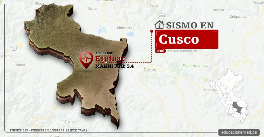 Temblor en Cusco de magnitud 3.4 (Hoy Viernes 5 Octubre 2018) Sismo EPICENTRO Espinar - Yauri - Huayhuahuasi - IGP - www.igp.gob.pe Temblor en Cusco de magnitud 3.4 (Hoy Viernes 5 Octubre 2018) Sismo EPICENTRO Espinar - Yauri - Huayhuahuasi - IGP - www.igp.gob.pe