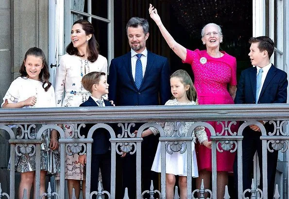 Crown Princess Mary wore VILSHENKO Jerry Floral Print Silk Crepe Dress. Princess Isabella, Prince Christian, Prince Vincent and Princess Josephine