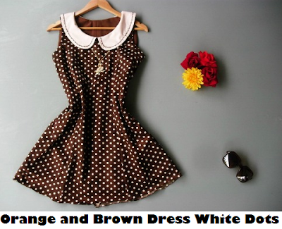 Orange and Brown Dress White Dots
