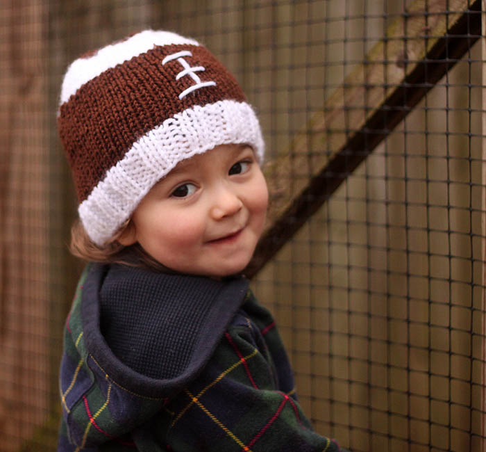 Football Baby Hat Free Knitting Pattern - Gina Michele