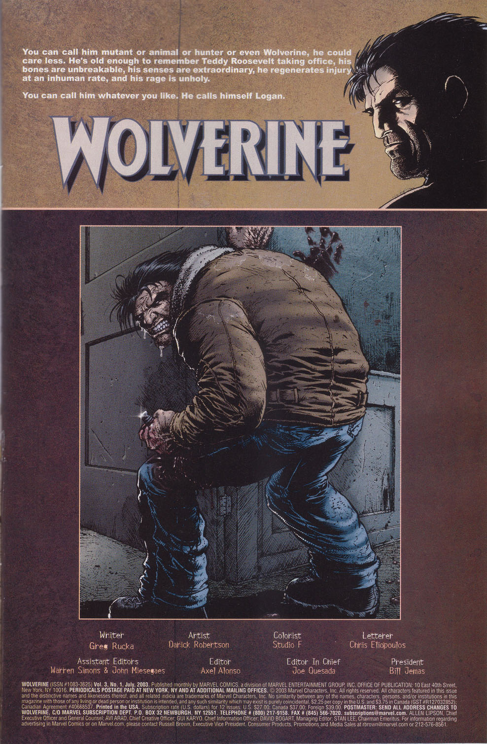 Read online Wolverine (2003) comic -  Issue #1 - 2