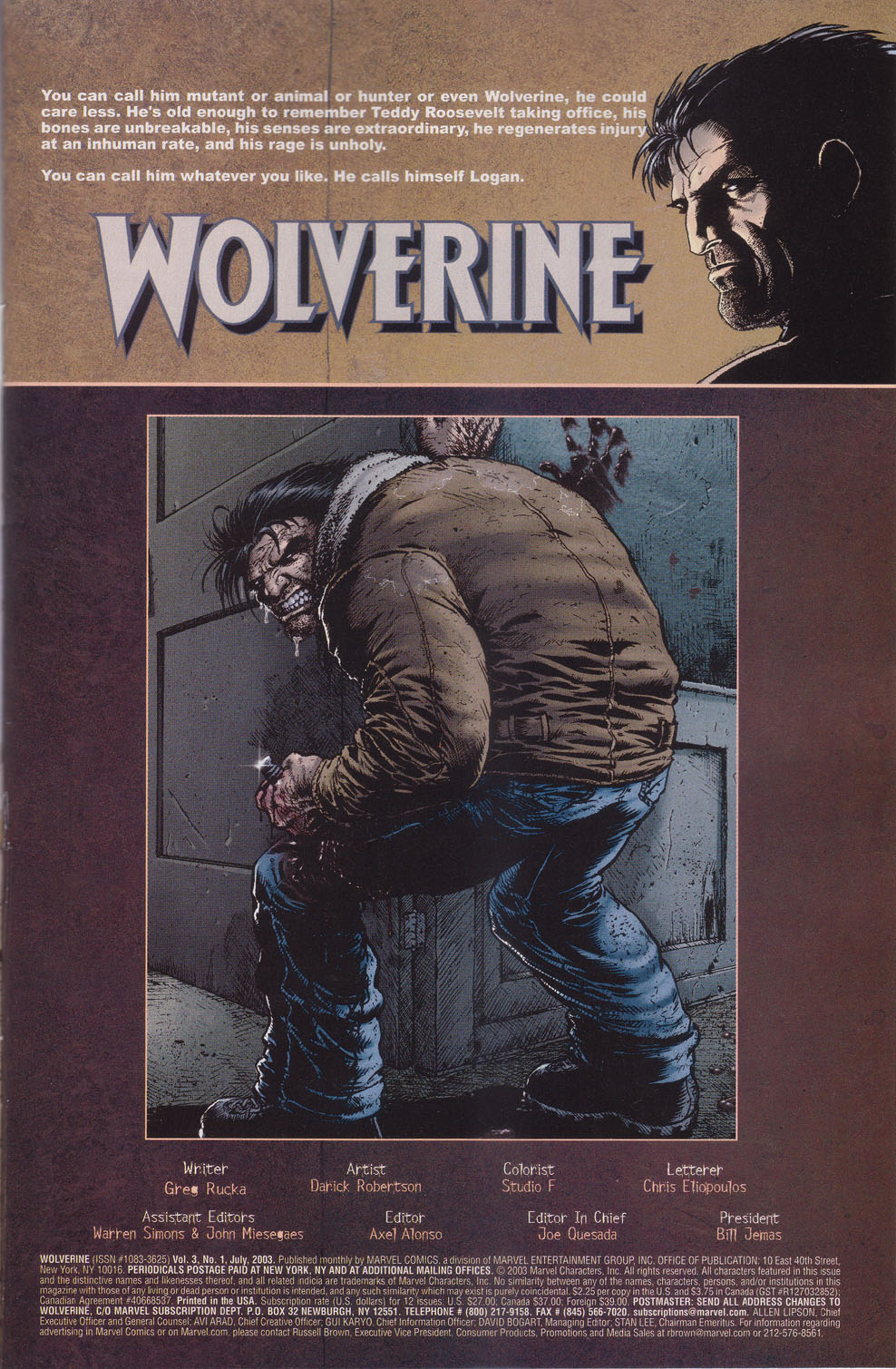 Read online Wolverine (2003) comic - Issue #1 - 2