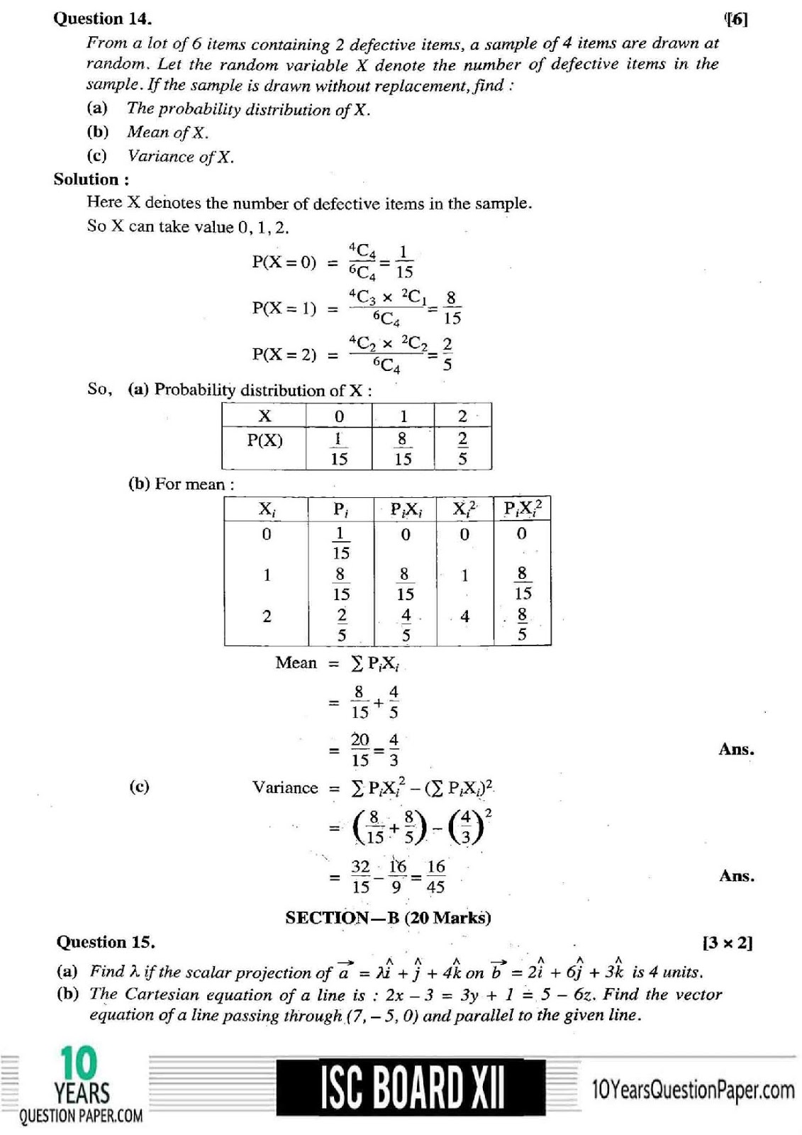 class 12 Solved mathematics Last year question paper ISC Maths 2018 Solved Previous Year Paper Class 12 Page-19