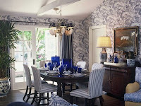 blue and white striped dining room chairs