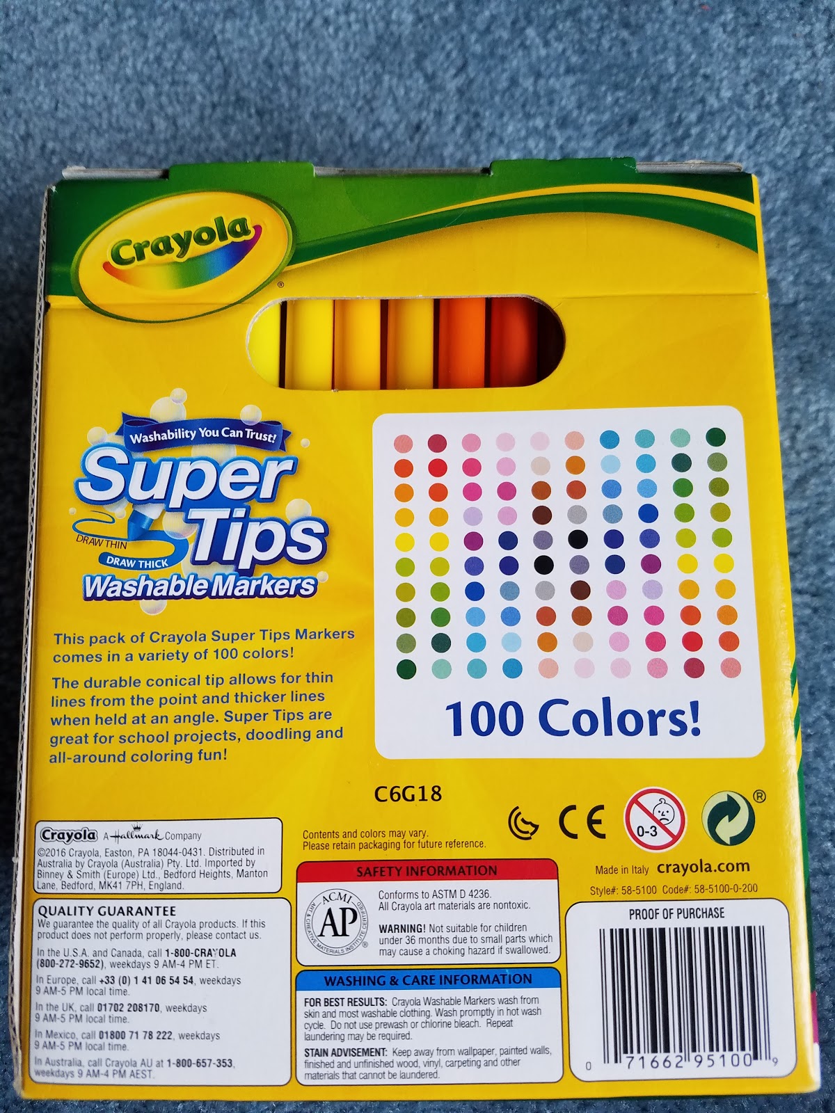 100 Count Crayola SuperTips Washable Markers: What's Inside the Box