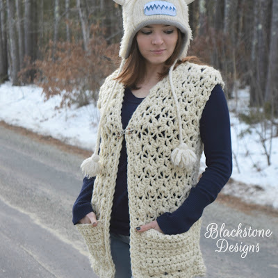 Chunky Lace Vest free crochet pattern, crochet vest pattern, lace crochet stitch pattern, super bulky yarn, openwork lace crochet