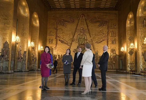 King Carl Gustaf, Queen Silvia, Prince Daniel, Prince Carl Philp, Eva-Louise Erlandsson, Mayor Karin Wanngård, President Gudni Thorlacius Johannesson and First Lady Eliza Jean Reid