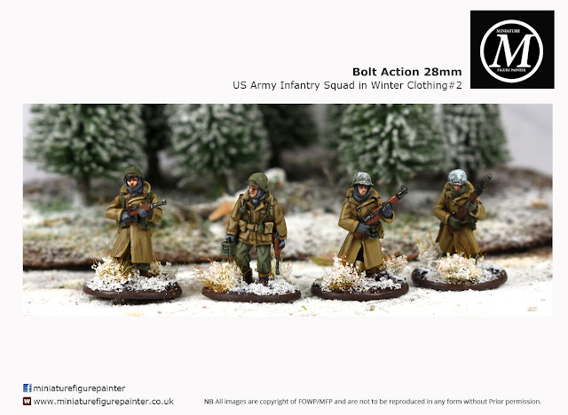 Bolt Action 28mm painted Ardennes US army on patrol (winter dress etc)