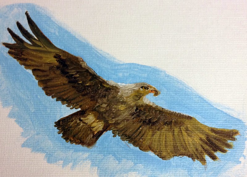 Pen, Paint and Pixels Miniature Golden Eagle Painting