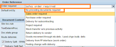 Order reference control in delivery document type