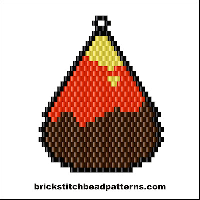 Click for a larger image of the Large Harvest Candy Corn Halloween brick stitch bead pattern color chart.