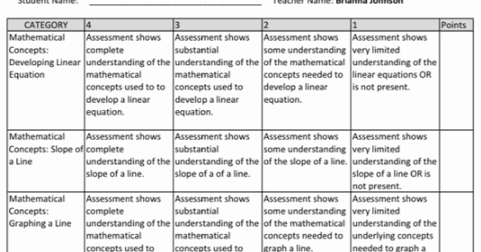 Learning and Assessment Portfolio: Assessment Rubric and Constraints