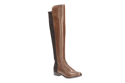 BNIB Clarks Caddy Belle Tan Leather and Elastic Over The Knee Boots 
