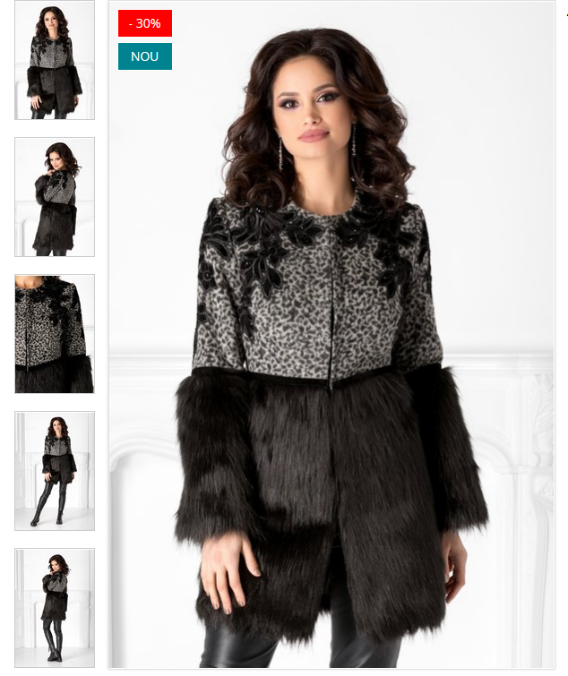 Jacheta dama neagra eleganta Animal print si broderie si Blanita Jacheta dama neagra eleganta Animal print si broderie si Blanita