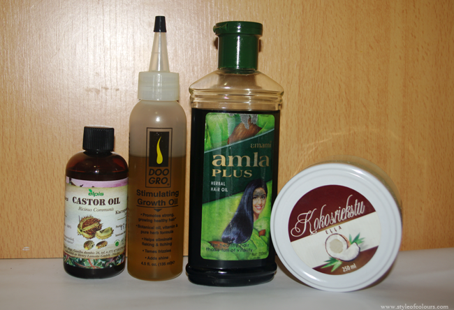 Hair oils used daily and weekly, castor oil, doogroo stimulating oil, amla oil, coconut oil