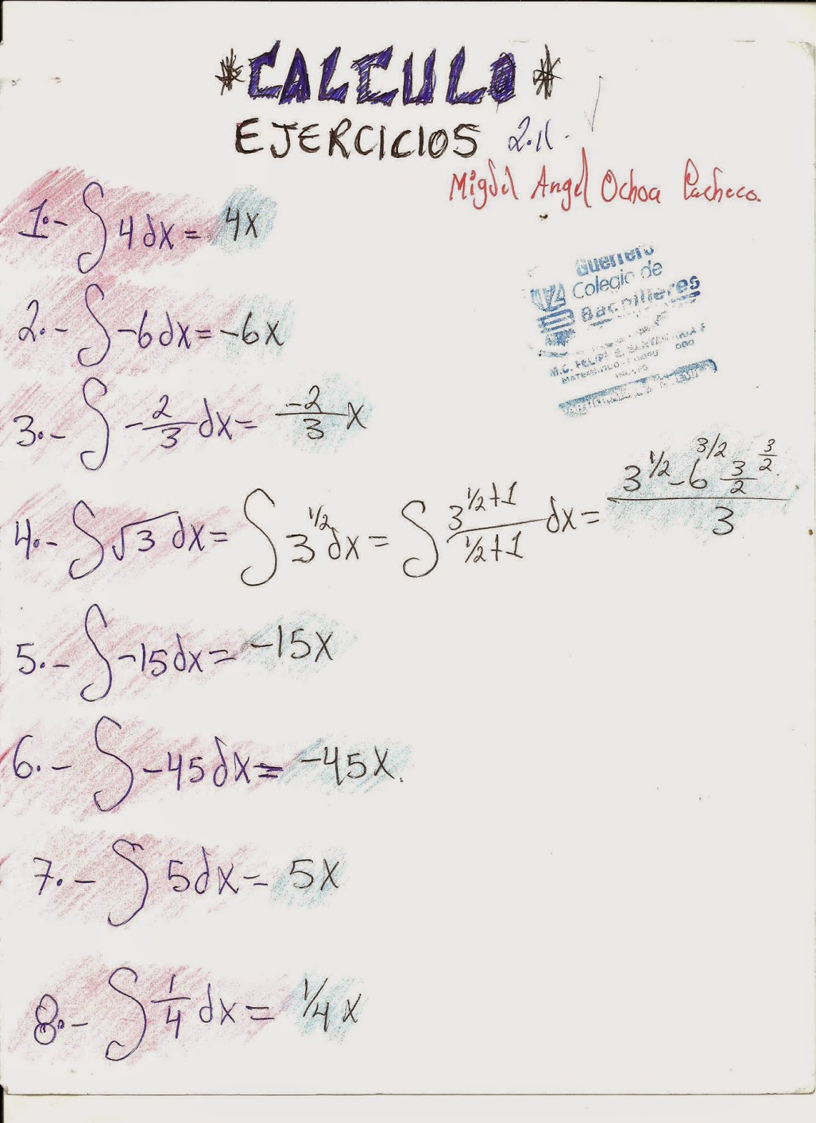 TAREAS DE CÁLCULO INTEGRAL - 2015: CÁLCULO INTEGRAL (páginas: 68, 69 y 70 )