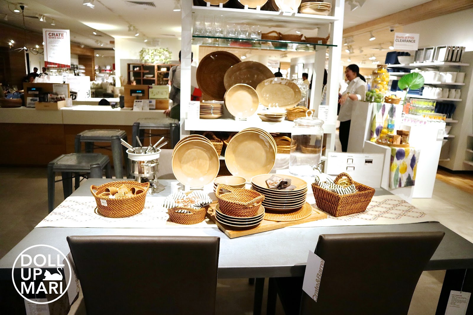 Crate and Barrel Rustic Table Setting Crate and Barrel Brown Themed plates and baskets table cover set up