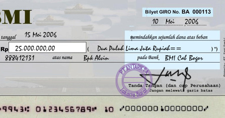 Contoh Cek Giro Bri Rasmi U