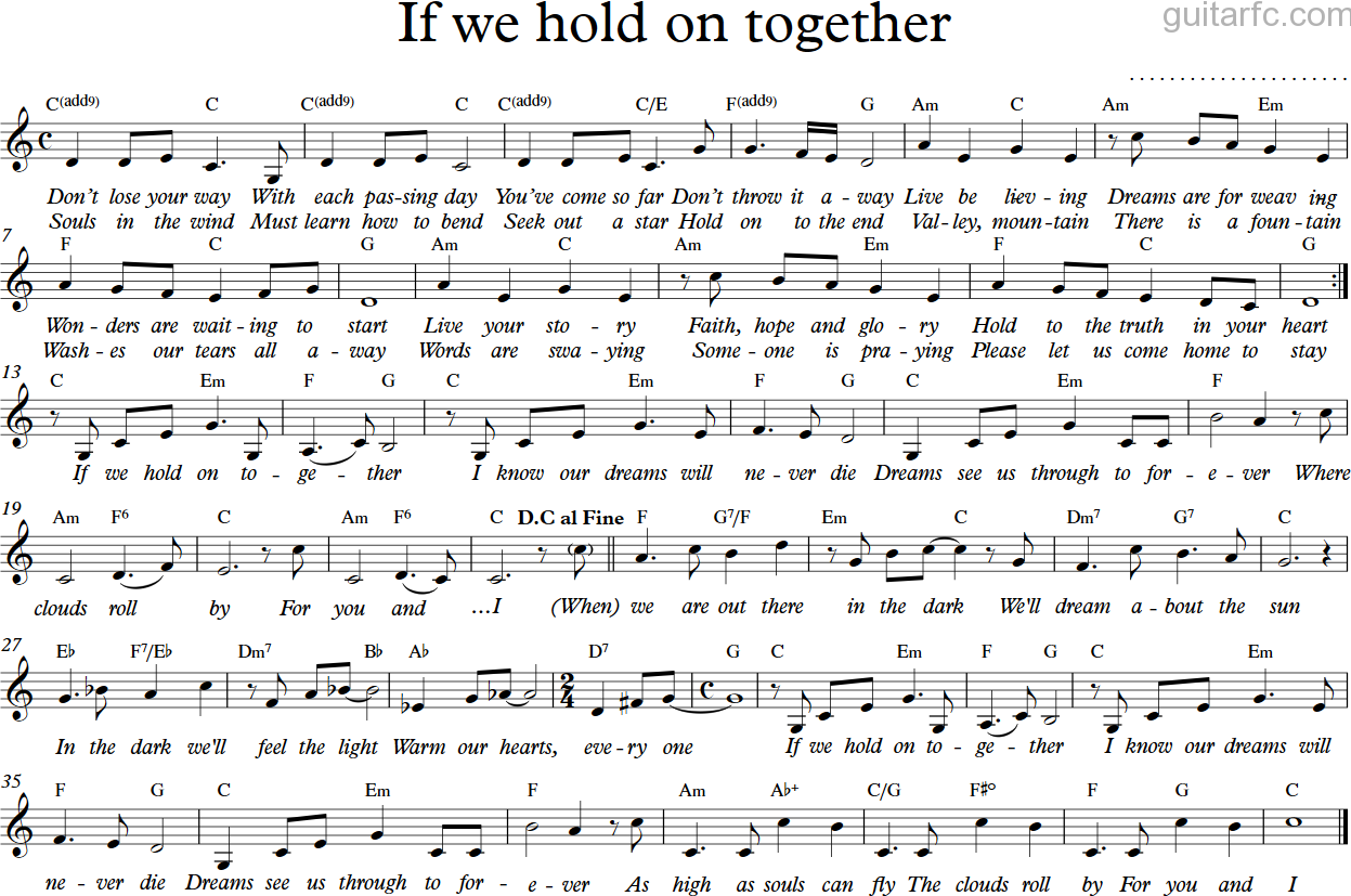 Hold together перевод. If we hold on together перевод. Предложения с hold on. Ноты для фортепиано together we Stan. Песня hold us