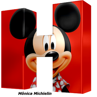 Abecedario 3D con la Cara de Mickey. Mickey Letters.