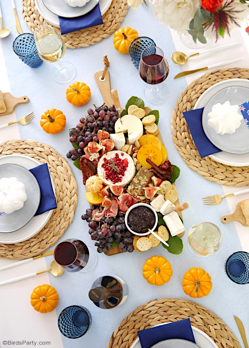 A Blue and Orange Thanksgiving Table Party Ideas Party Printables Blog