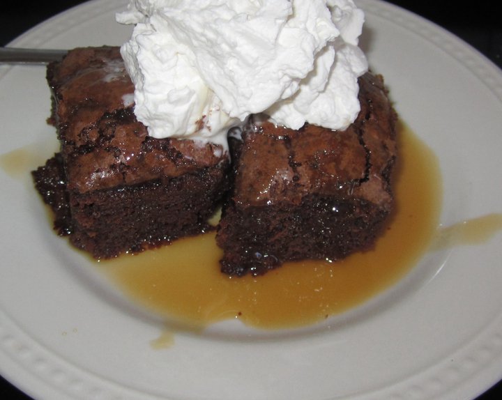 A hint of... CarmelPecan Brownies with Whipped Cream Frosting