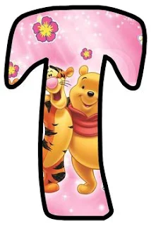 Abecedario de Tiger y Winnie the Pooh en Fondo Rosa. Tiger and Winnie the Pooh Alphabet.