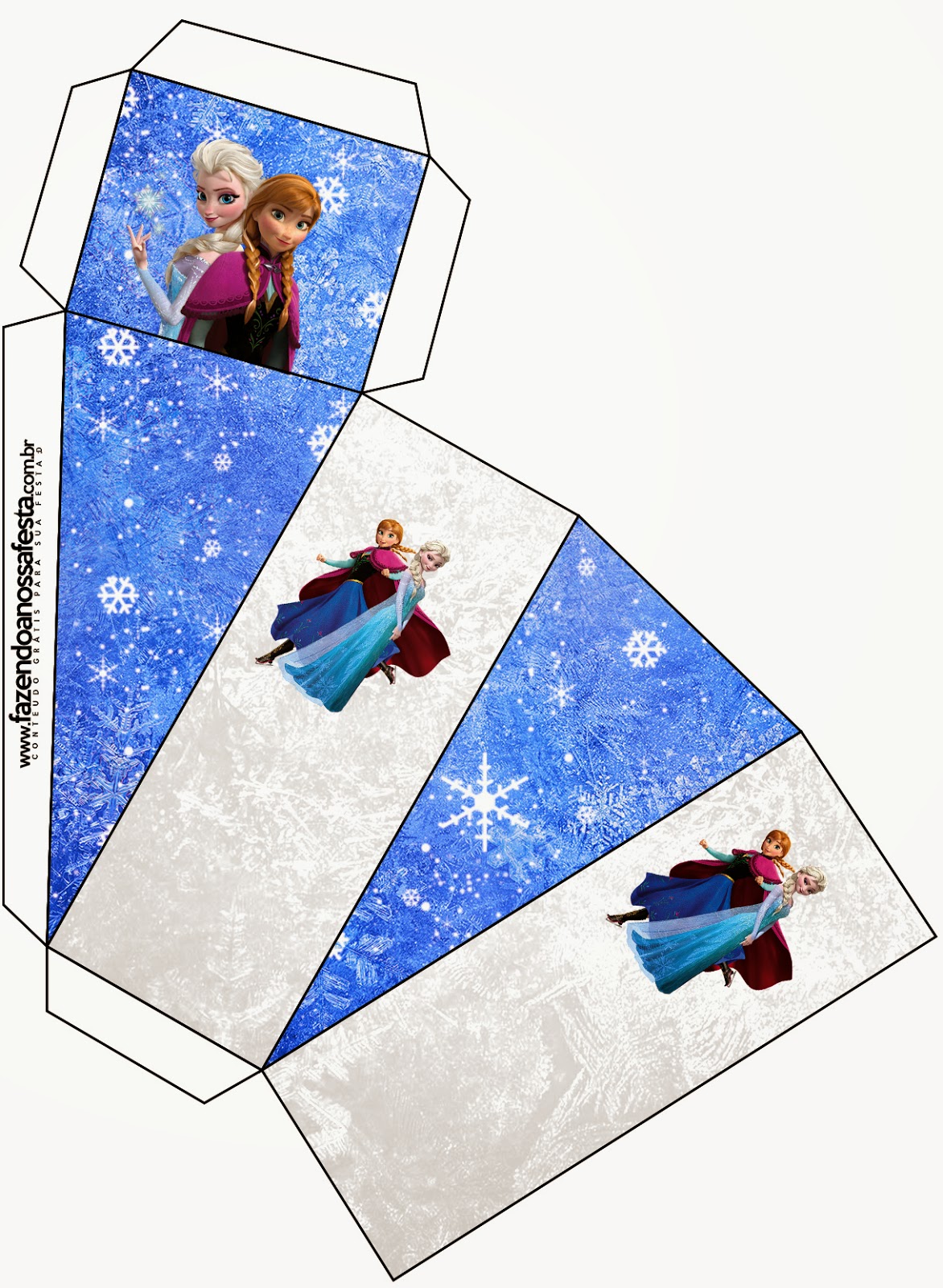 Frozen Nevando: Cajas para Imprimir Gratis. Esta es para hacer la tarta de cajas.