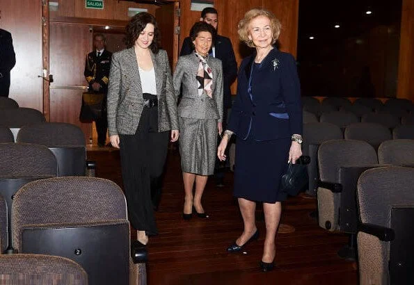 Isabel Díaz Ayuso and Queen Sofia of Spain attends a meeting with Board of Superior School Of Music 'Reina Sofia' in Madrid