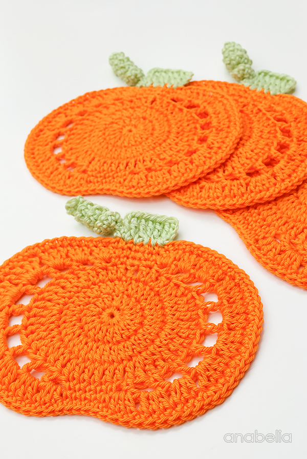 Crochet Pumpkin Coasters by Anabelia Craft Design